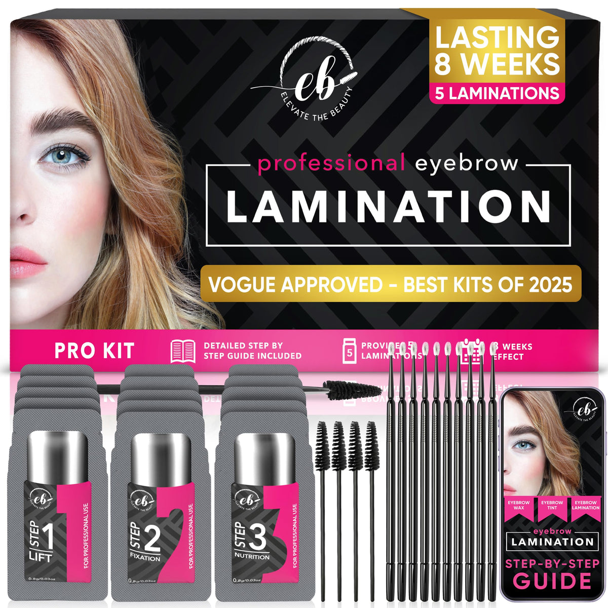 Elevate the Beauty front packaging showing kit benefits and professional look