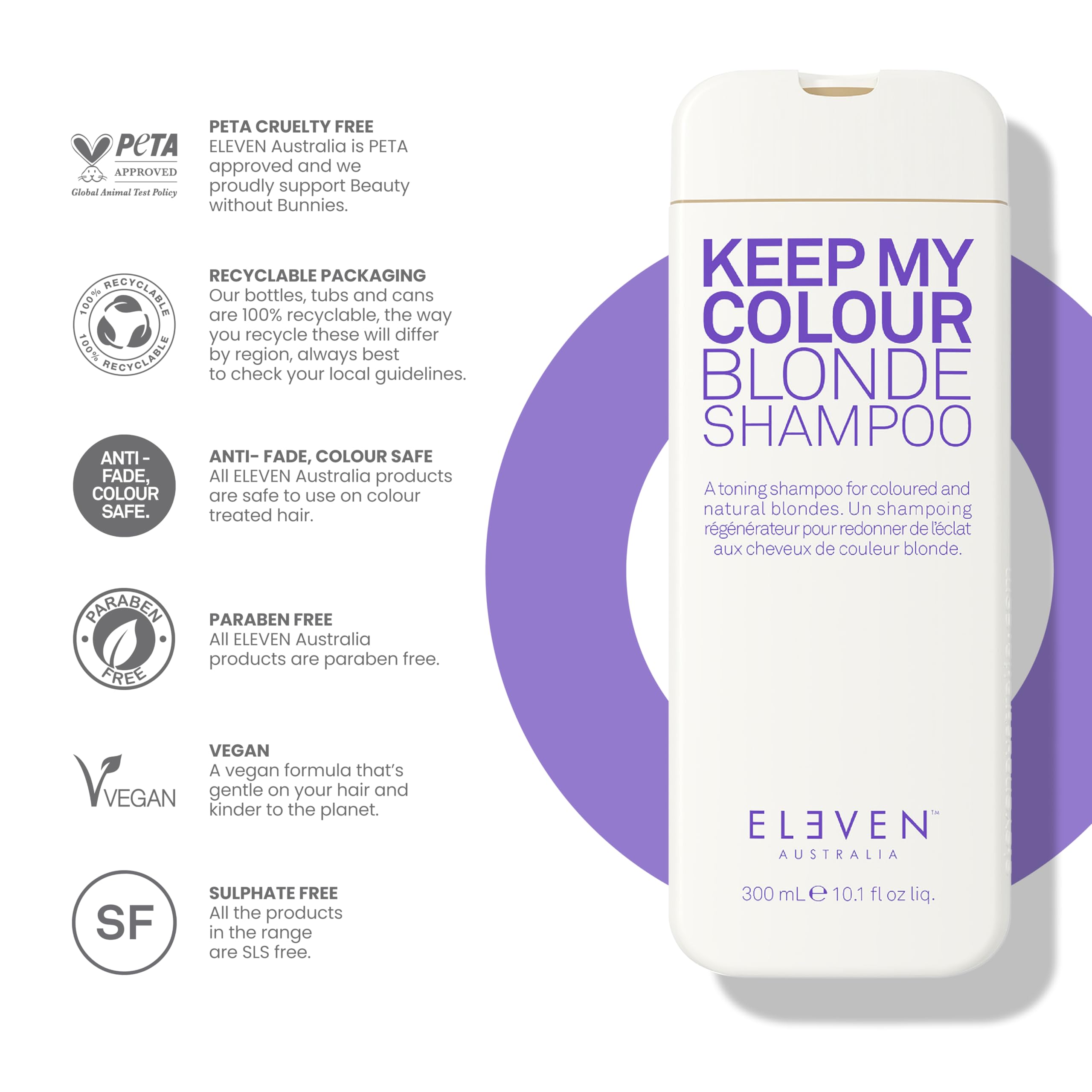 ELEVEN AUSTRALIA applying shampoo to blonde hair to neutralize warmth and refresh tone