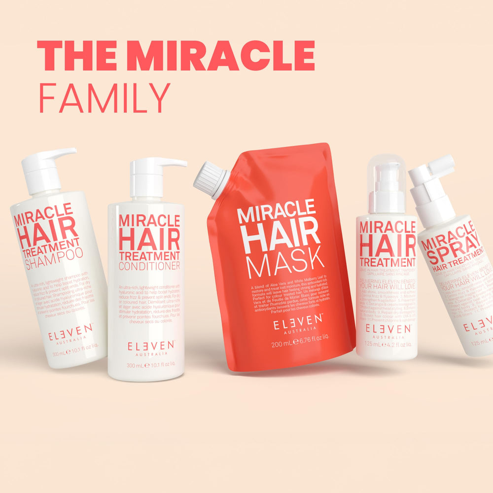 ELEVEN AUSTRALIA on bathroom shelf as part of a weekly haircare routine