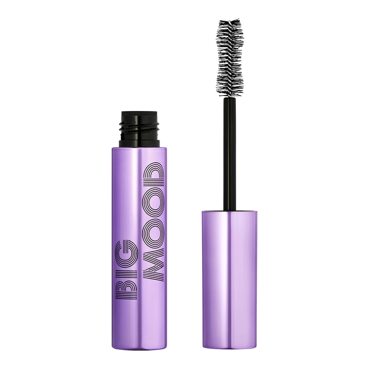 e.l.f. Big Mood Mascara front packaging showing sleek tube and pitch black shade benefit: clear product ID