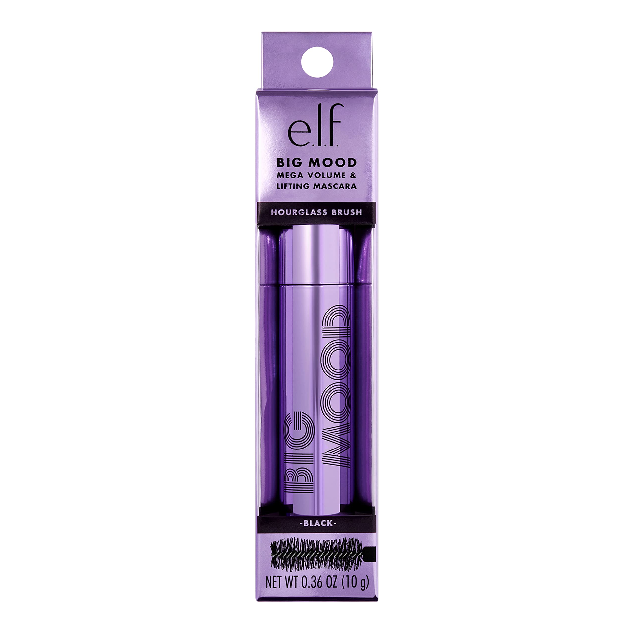 e.l.f. mascara beside a credit card showing 0.30 fl oz size for travel convenience