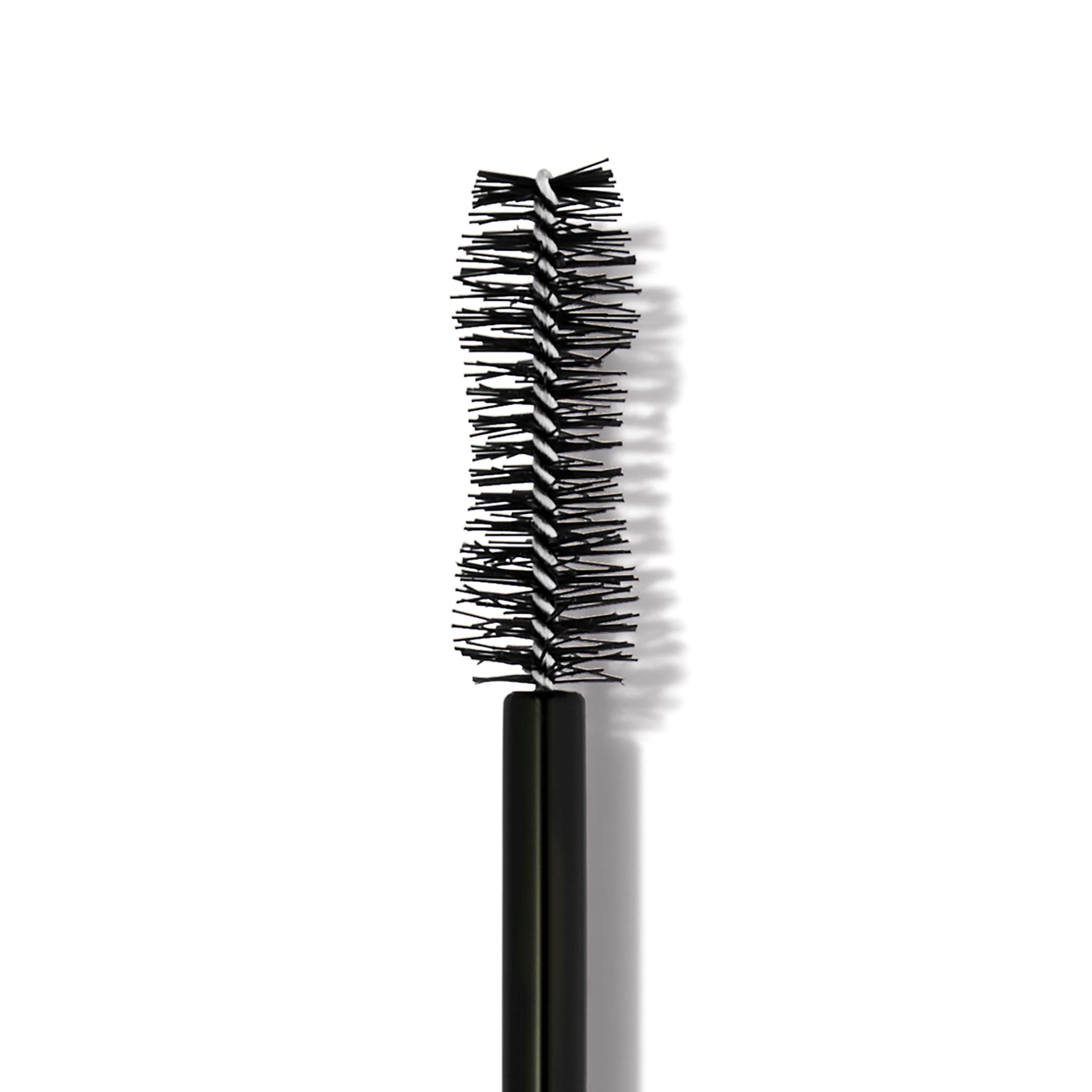 e.l.f. black mascara swatch stroke showing rich pigment and smooth, smudge-resistant finish