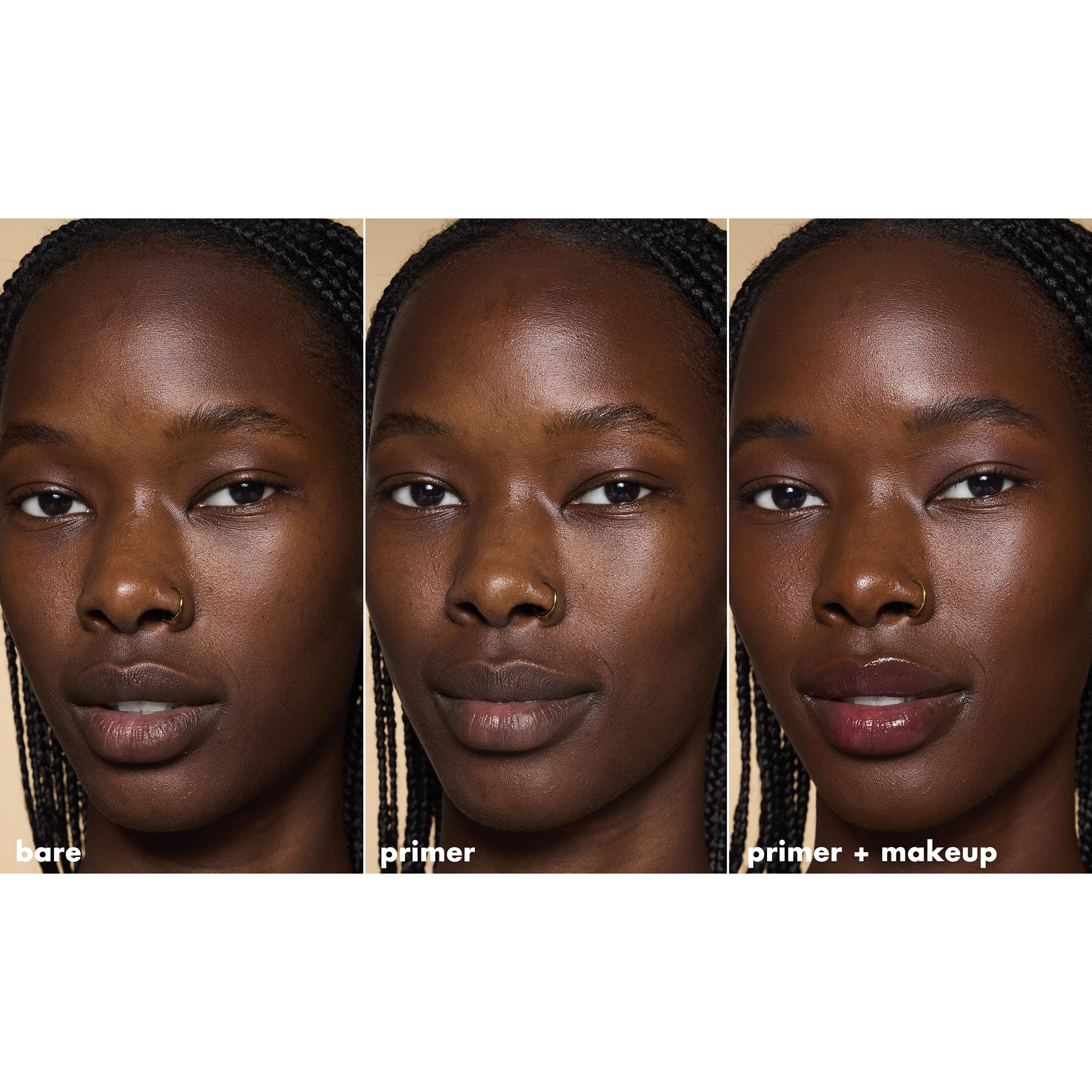 e.l.f. primer next to common items to show product size and travel-friendly benefit
