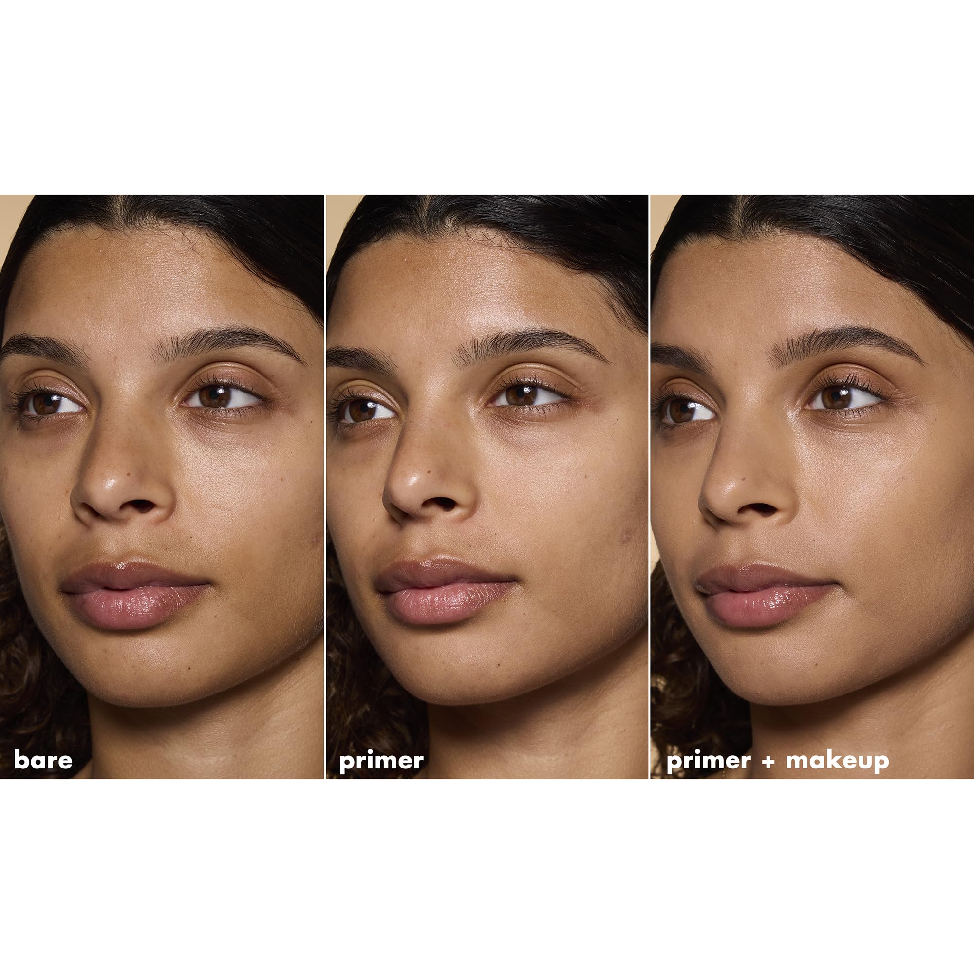 e.l.f. primer under foundation illustrating improved makeup adherence and finish