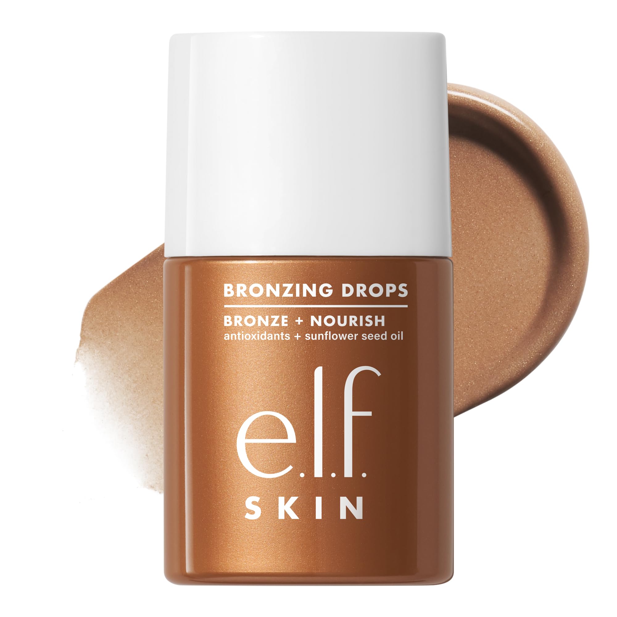 e.l.f. bronzing drops front packaging showing Rose Gold shade and elegant bottle