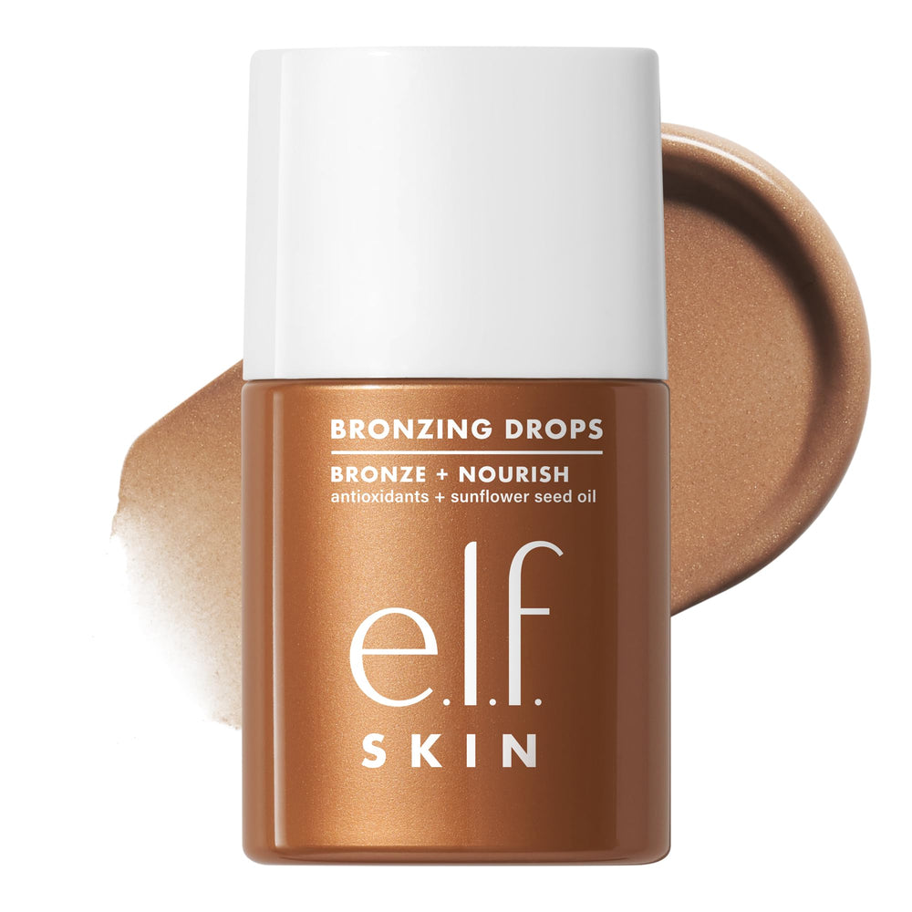 e.l.f. bronzing drops front packaging showing Rose Gold shade and elegant bottle