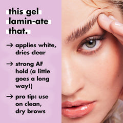 e.l.f. before and after laminated brows showing visible lift and fuller look