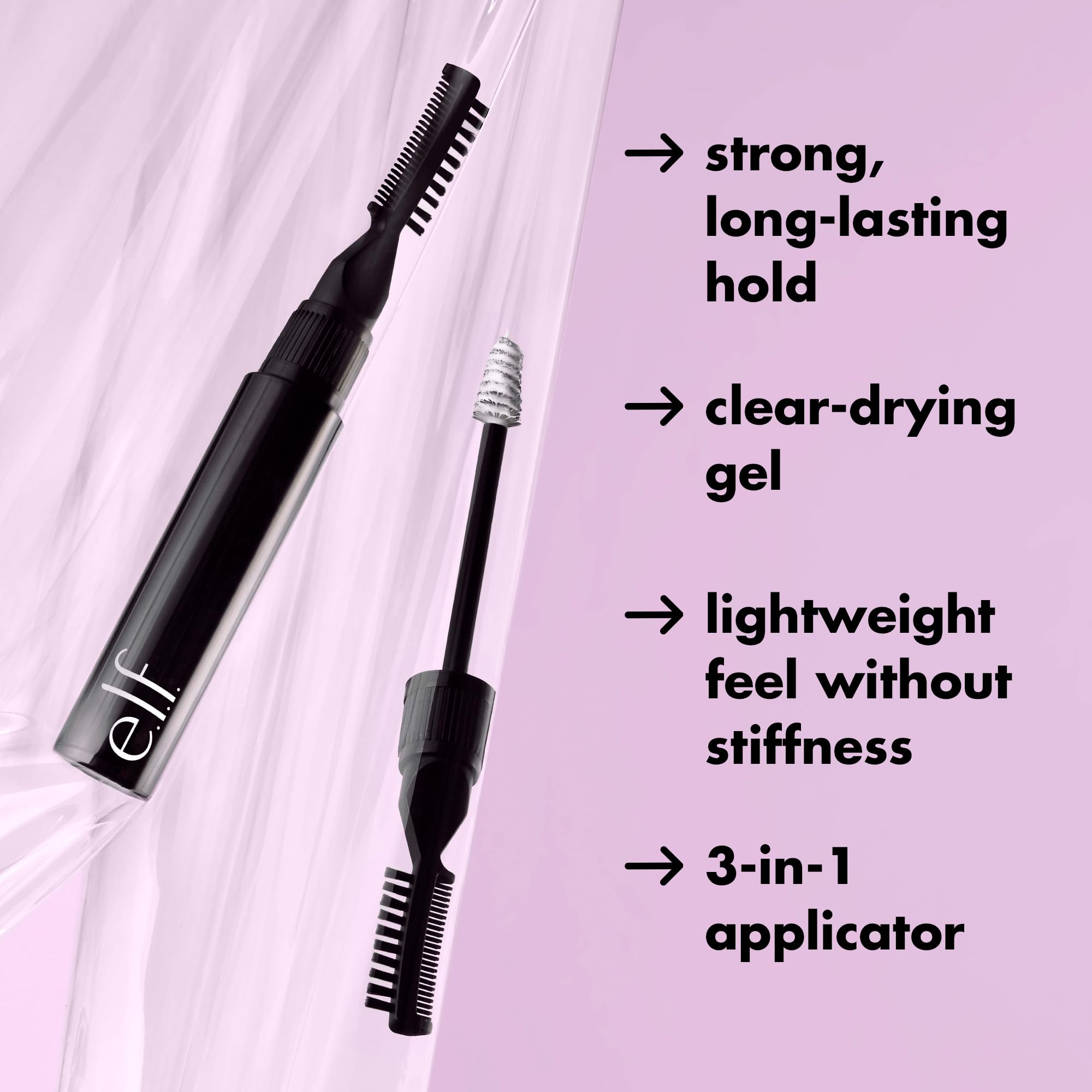 e.l.f. comb shaping brows to create laminated definition and long-lasting hold