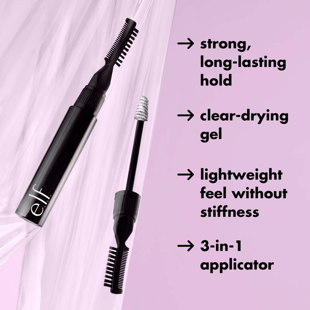e.l.f. comb shaping brows to create laminated definition and long-lasting hold