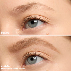 e.l.f. application on blonde model creating natural feathered brows and soft definition