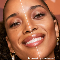 e.l.f. bronzer being blended with duo brush for seamless definition