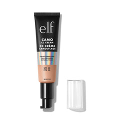 e.l.f. Camo CC Cream front tube showing product shade and packaging, benefits visible