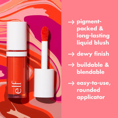 e.l.f. model wearing blush showing natural dewy cheek color