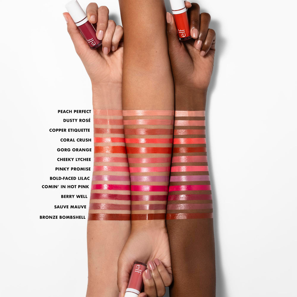 e.l.f. texture swatch showing dewy pigment and blendability for natural glow
