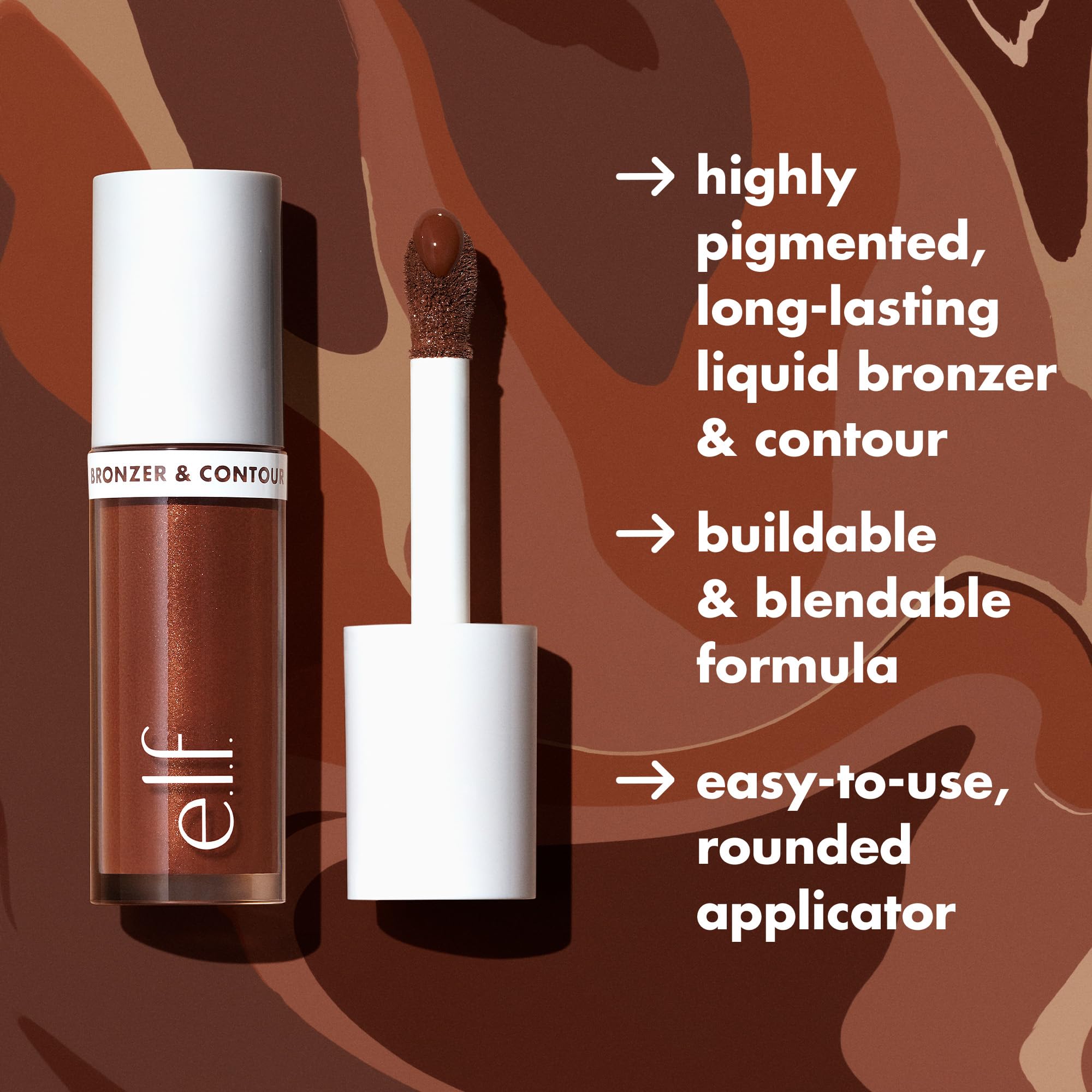 e.l.f. liquid bronzer swatched on skin showing blendable, silky finish