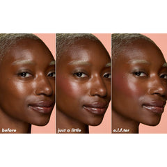 e.l.f. blending blush on cheek with fingers for natural seamless color