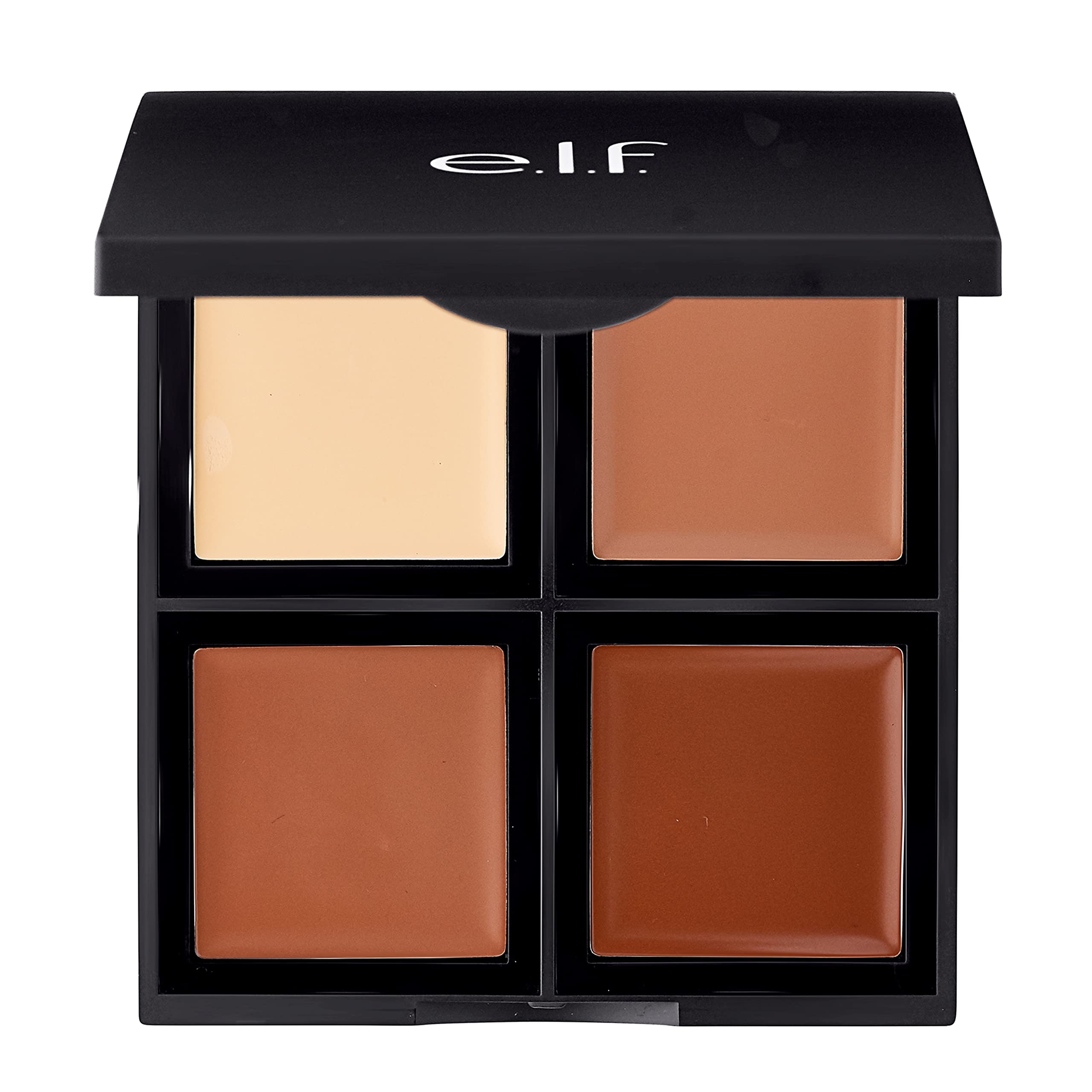 e.l.f. cream contour palette front packaging showing four shades and compact benefits