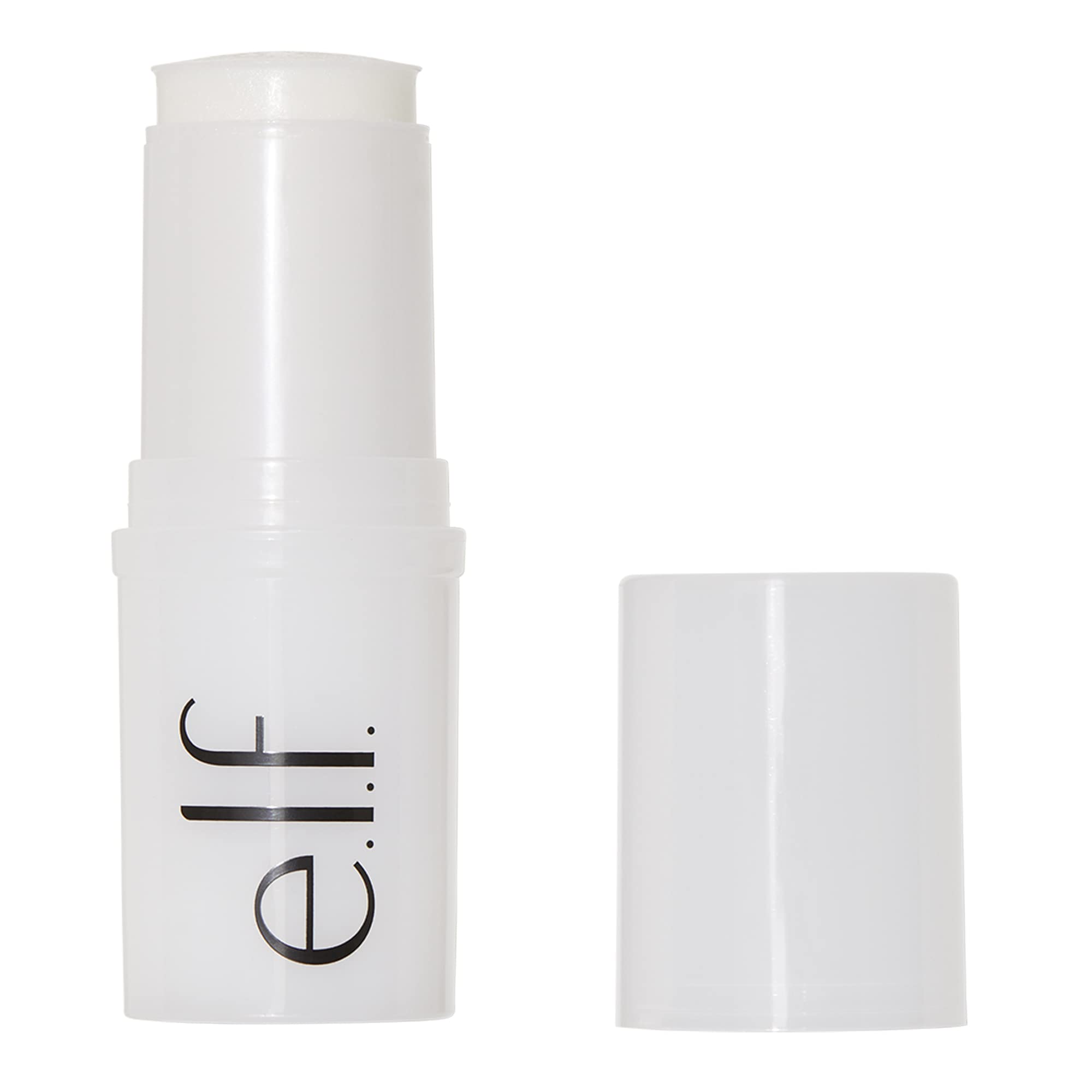 e.l.f. Daily Dew Stick on vanity next to mirror illustrating portable touch-up convenience
