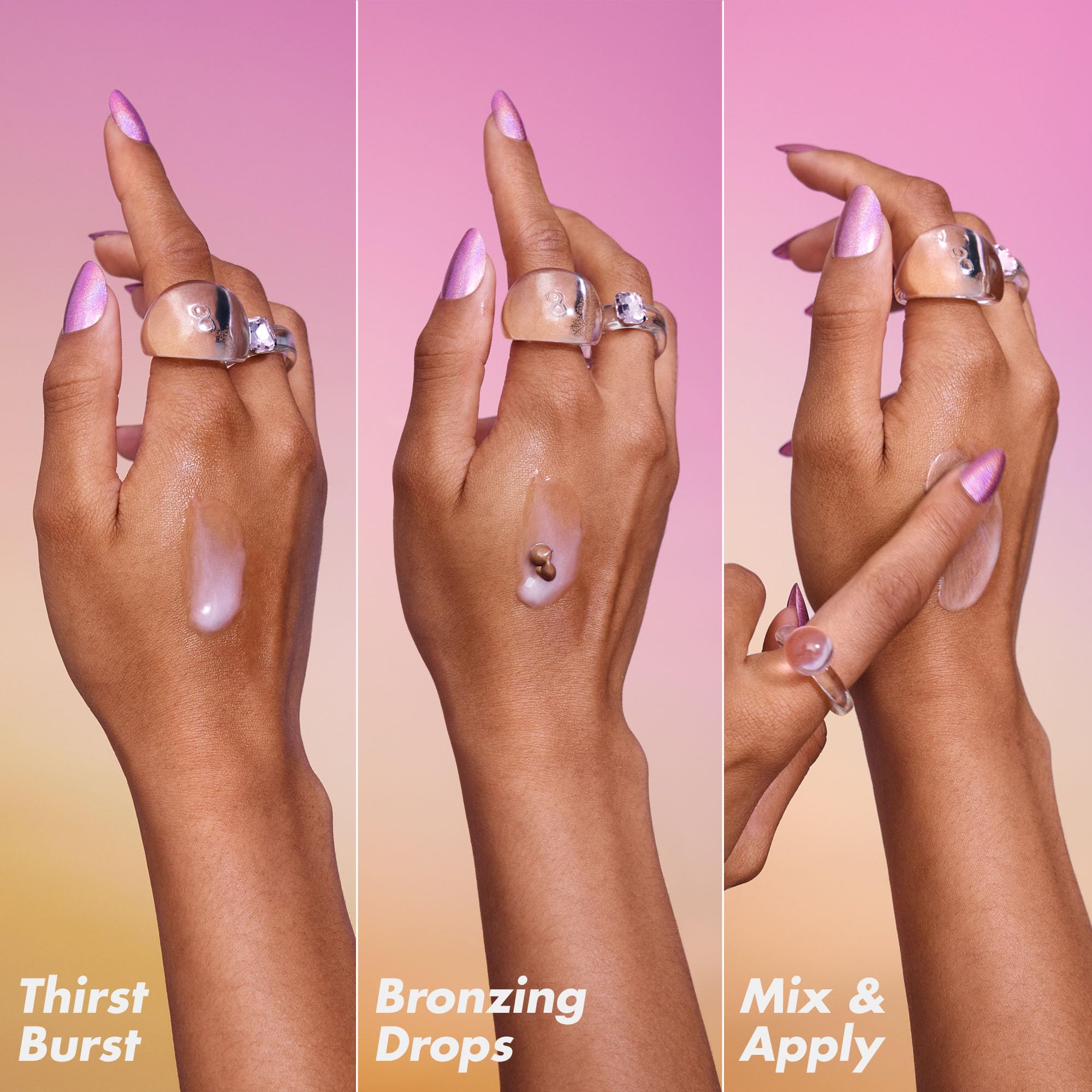 e.l.f. mixed drops on hand demonstrating blendable, dewy finish