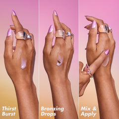 e.l.f. mixed drops on hand demonstrating blendable, dewy finish