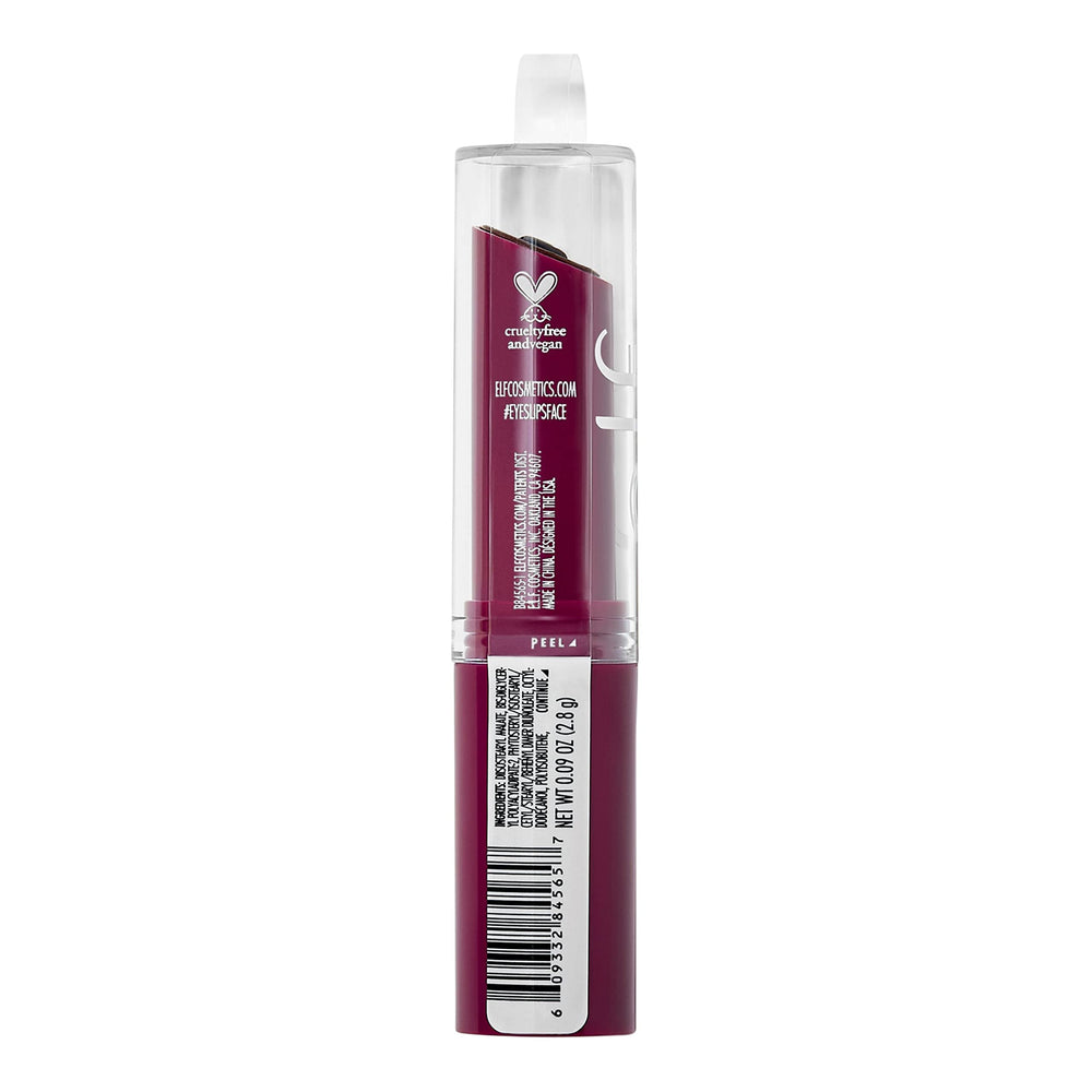 e.l.f. balm applied on lips demonstrating even coverage and moisturizing sheen