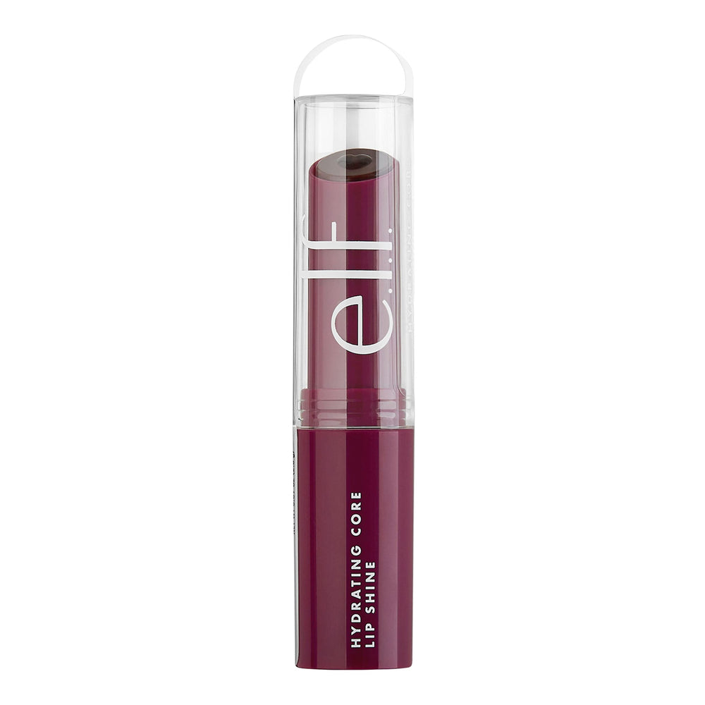 e.l.f. texture swipe of balm showing smooth glossy finish and rich berry tint