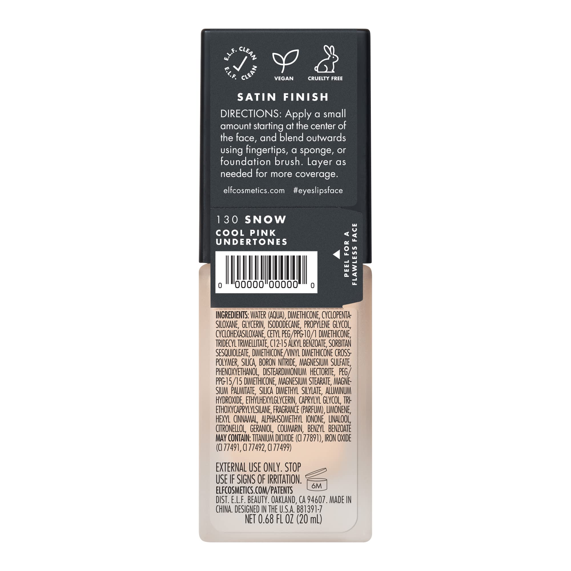 e.l.f. foundation inside makeup bag for travel convenience and versatility