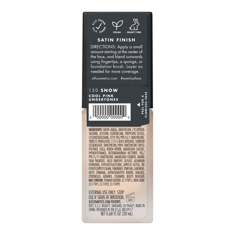 e.l.f. foundation inside makeup bag for travel convenience and versatility