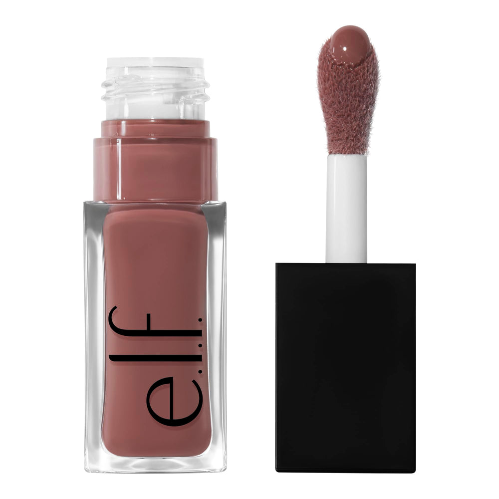e.l.f. front packaging of Glow Reviver Lip Oil showing shade Money Mauve and glossy tube benefit