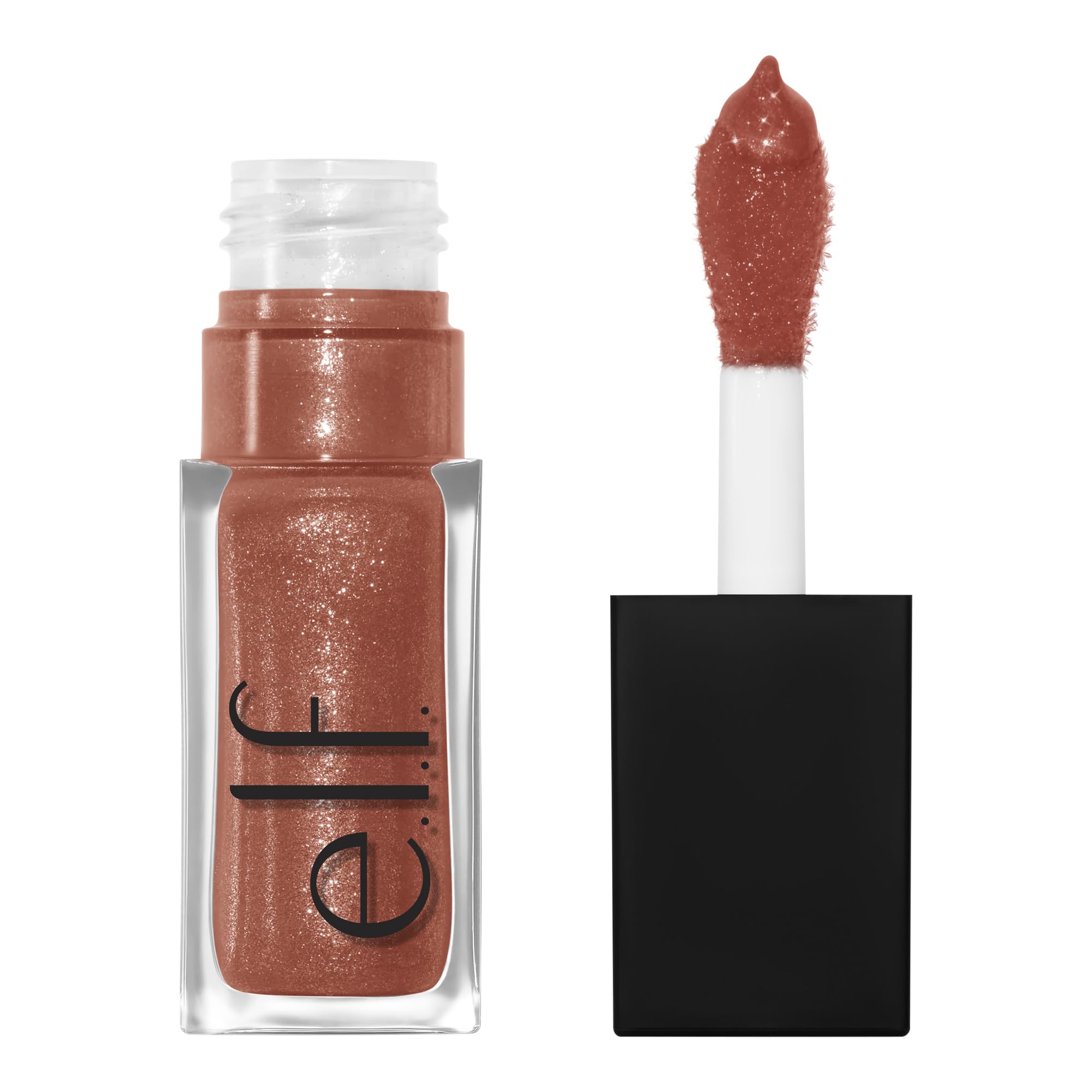 e.l.f. front packaging with four lip oils showing shades and glossy finish benefit