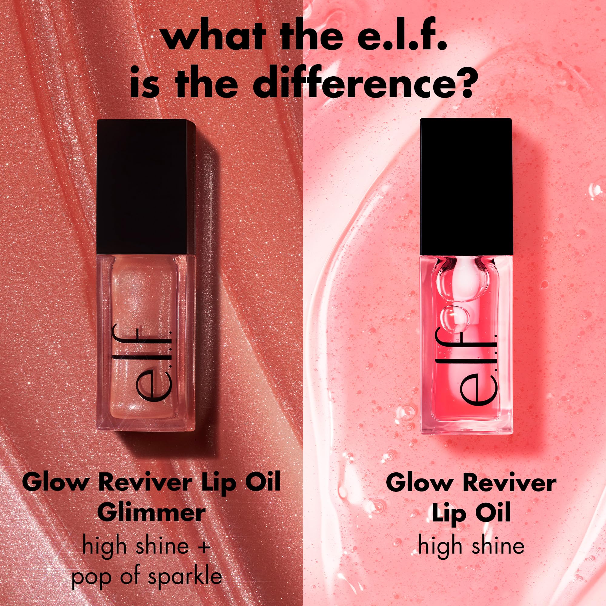 e.l.f. model wearing lip oil in natural light showing radiant, non-sticky shine