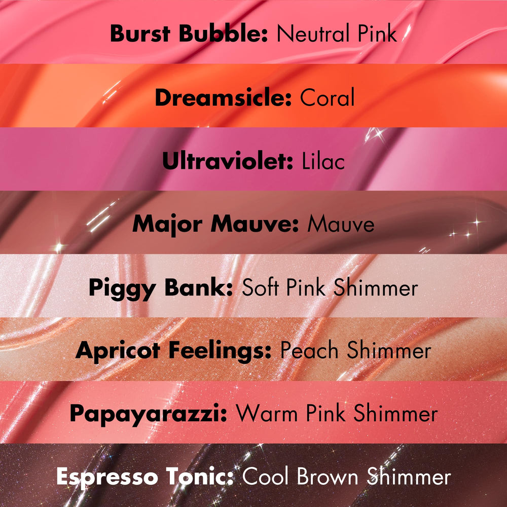 e.l.f. lip oil layered over matte lipstick demonstrating added shine and dimension
