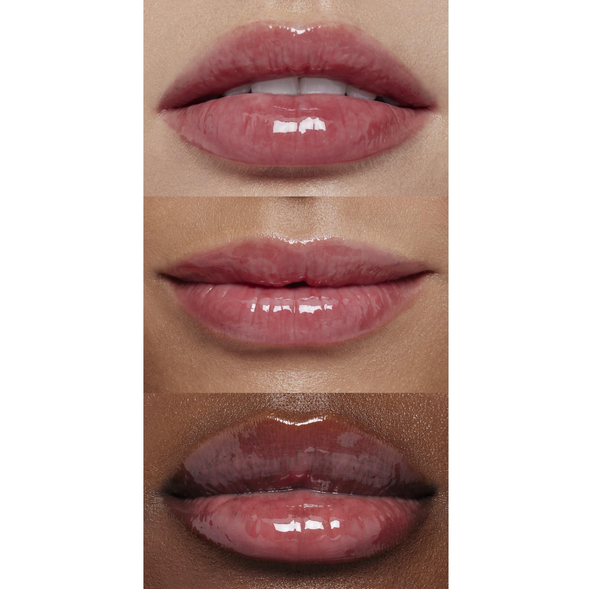 e.l.f. clear texture droplet demonstrating glossy, non-sticky formula and nourishing oil blend