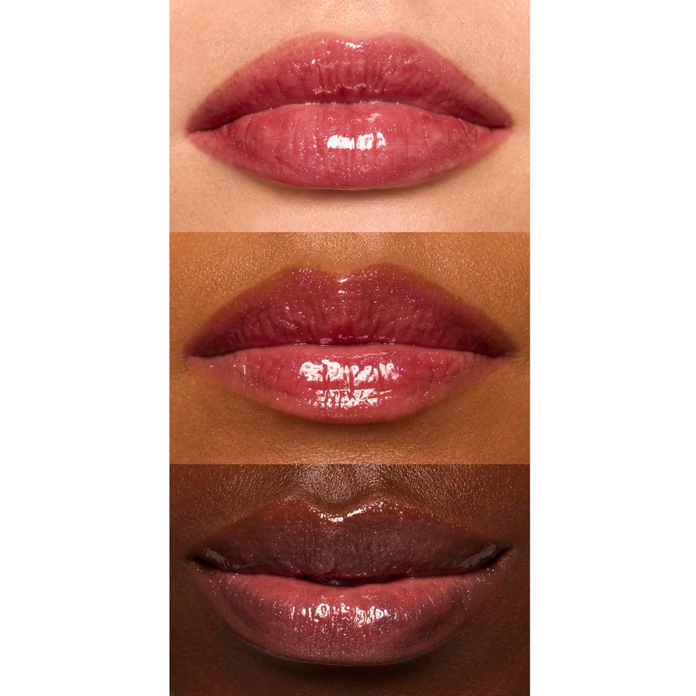 e.l.f. lip oil texture swatch showing glossy, hydrating finish