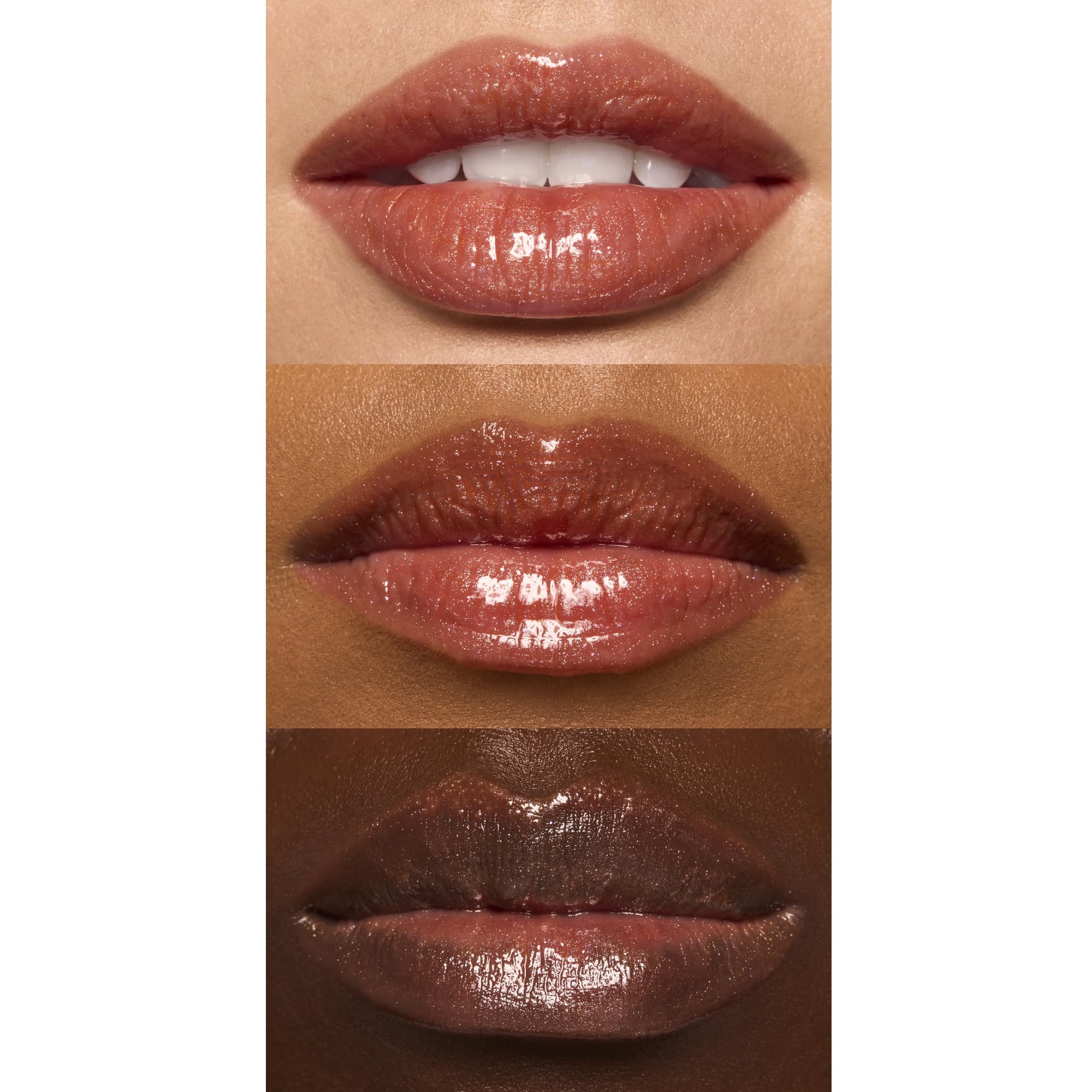 e.l.f. texture swatches showing sheer tint and high-glimmer finish for quick shade choice benefit