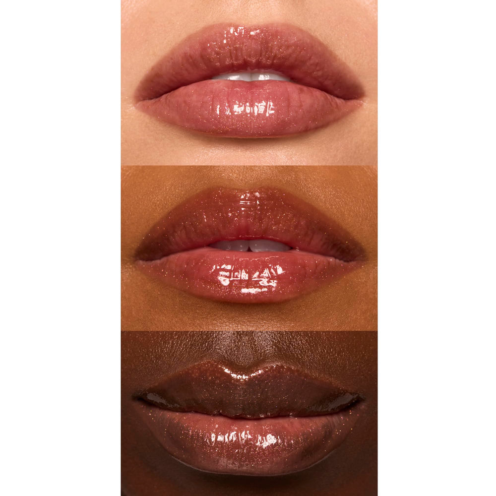 e.l.f. swatches of Crystal Baller texture on skin showing sheer tint and glossy finish
