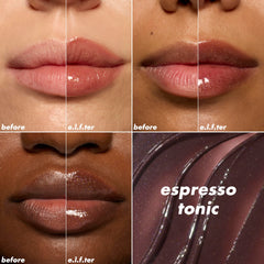 e.l.f. lip oil texture swipe on skin demonstrating glossy, non-sticky benefit