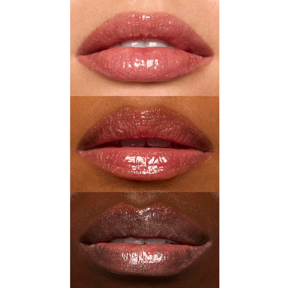 e.l.f. lip oil texture swipe illustrating hydrating, non-sticky sheen