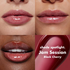 e.l.f. lip oil texture swiped on hand showing sheer glossy finish and hydration benefit
