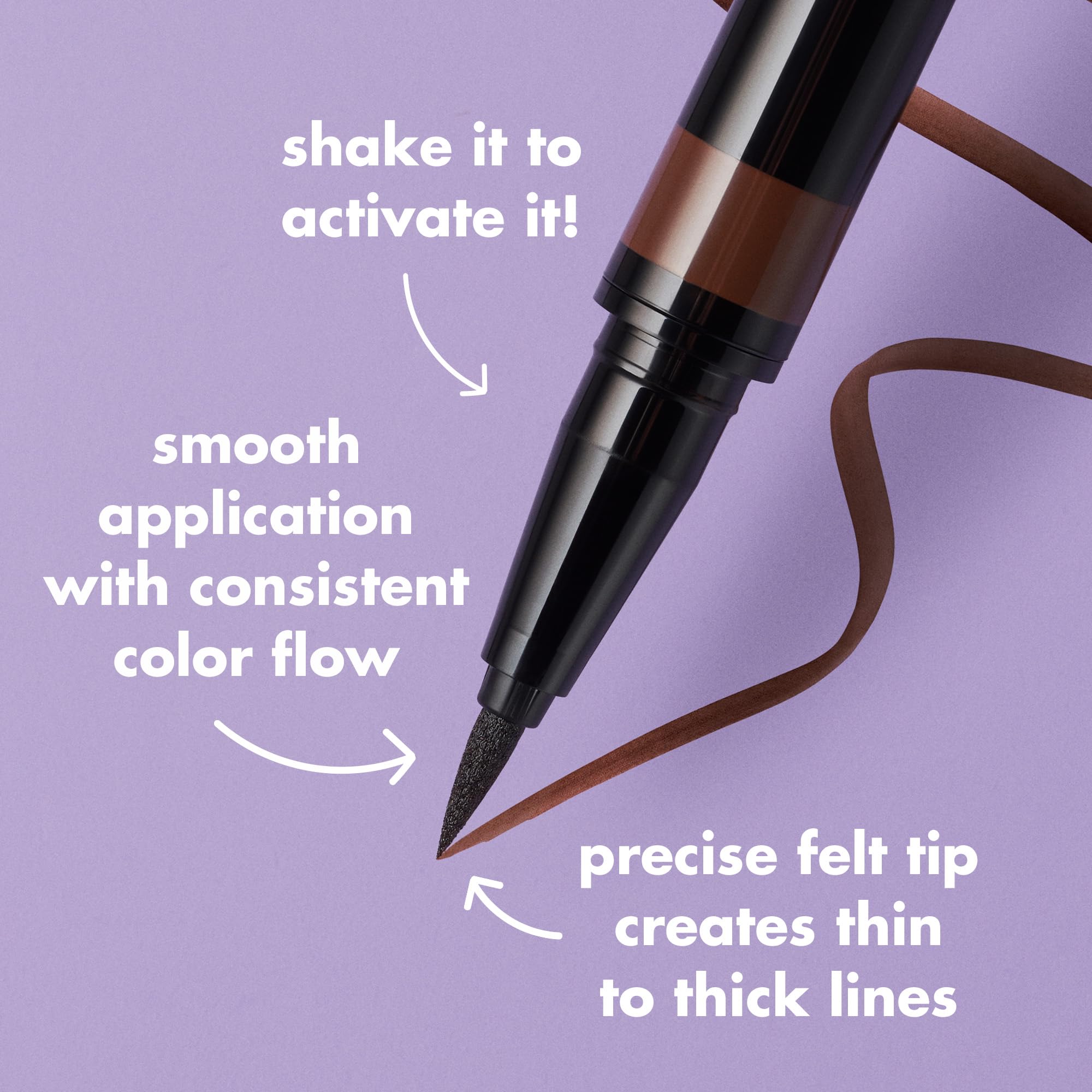 e.l.f. deep brown swatch on skin illustrating rich matte pigment payoff benefit