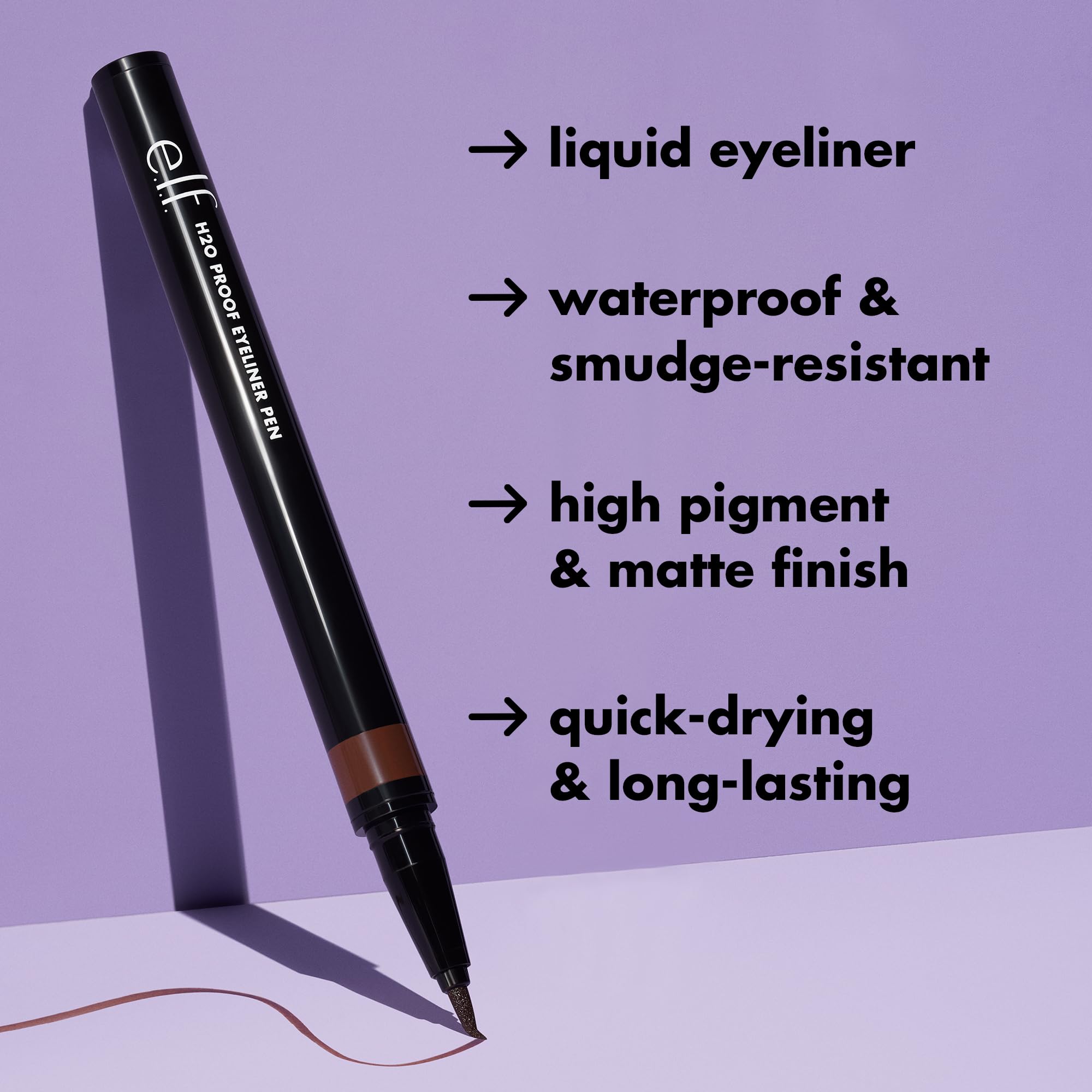 e.l.f. felt tip close-up showing precision point for accurate liner application benefit