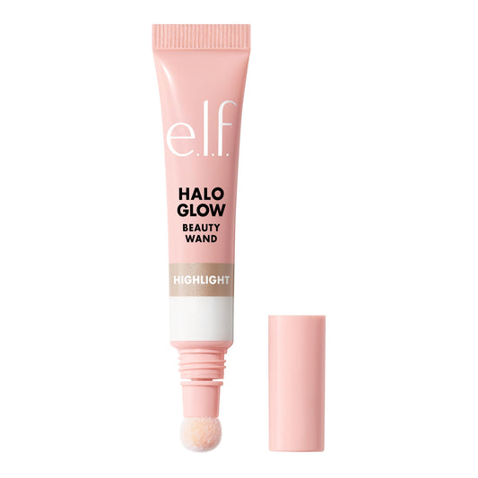 e.l.f. Halo Glow wand front view showing sleek packaging and applicator benefit: easy handling