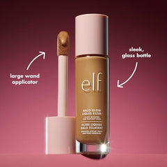 e.l.f. Halo Glow applied to cheekbone illustrating luminous highlight