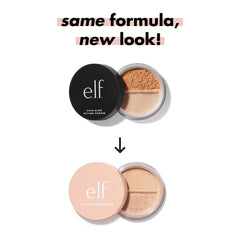 e.l.f. powder in use applied with brush delivering a soft-focus glow and longwear benefit