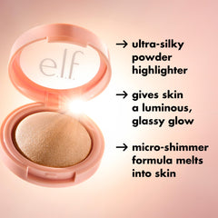 e.l.f. Halo Glow applied on cheek demonstrates natural luminous cheekbone lift