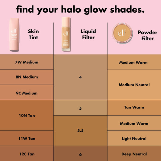 e.l.f. Halo Glow open with mirror and velour puff for easy on-the-go touchups