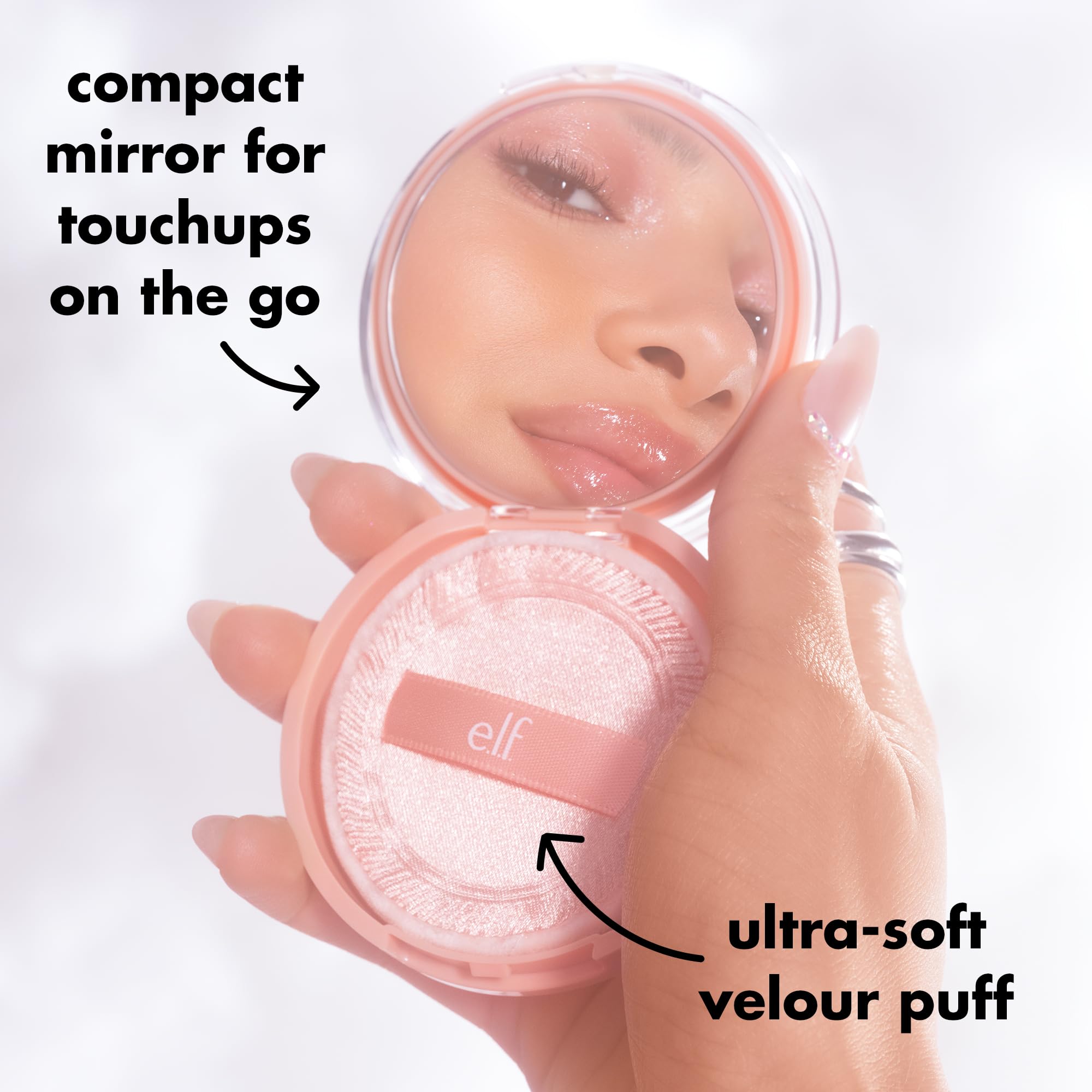 e.l.f. Halo Glow packaging label detail showing ingredients and vegan certification benefit
