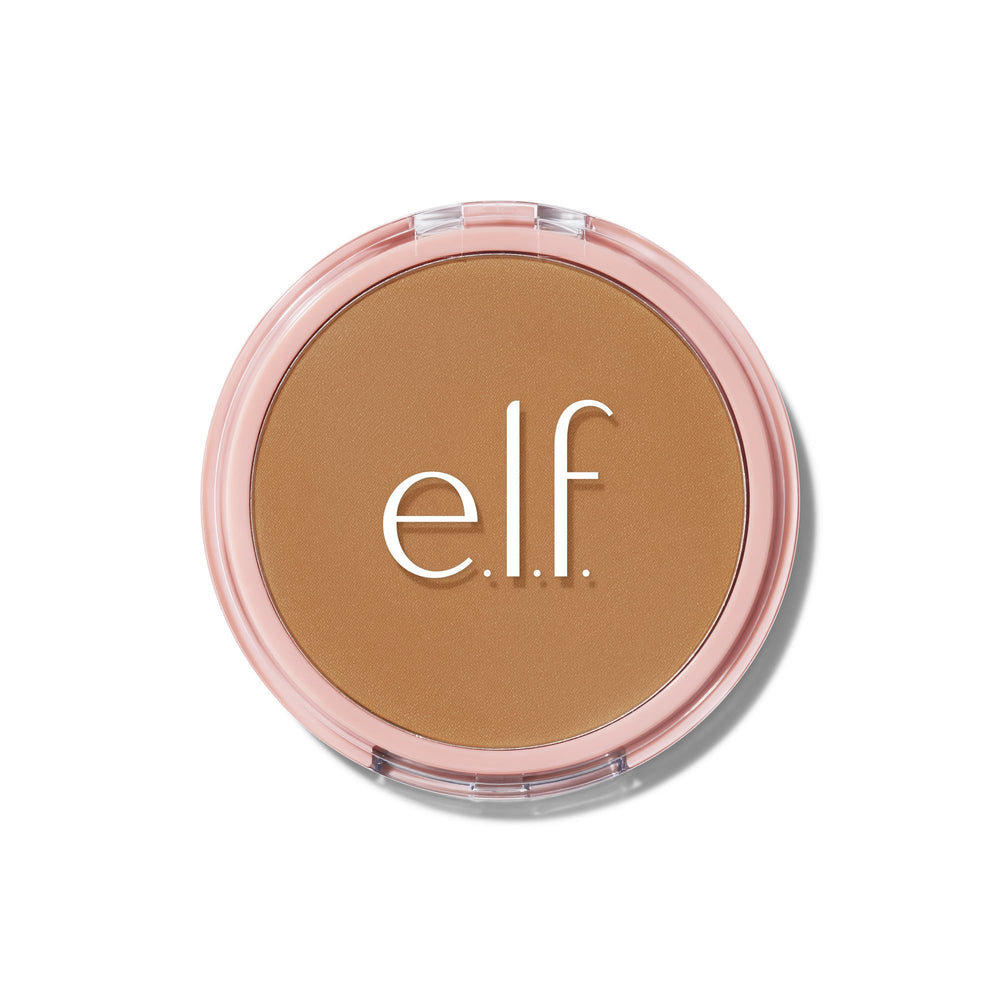 e.l.f. compact front view showing sleek packaging and portable design benefit