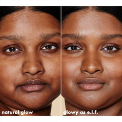 e.l.f. Halo Glow scale and cap details showing product size and travel-friendly design