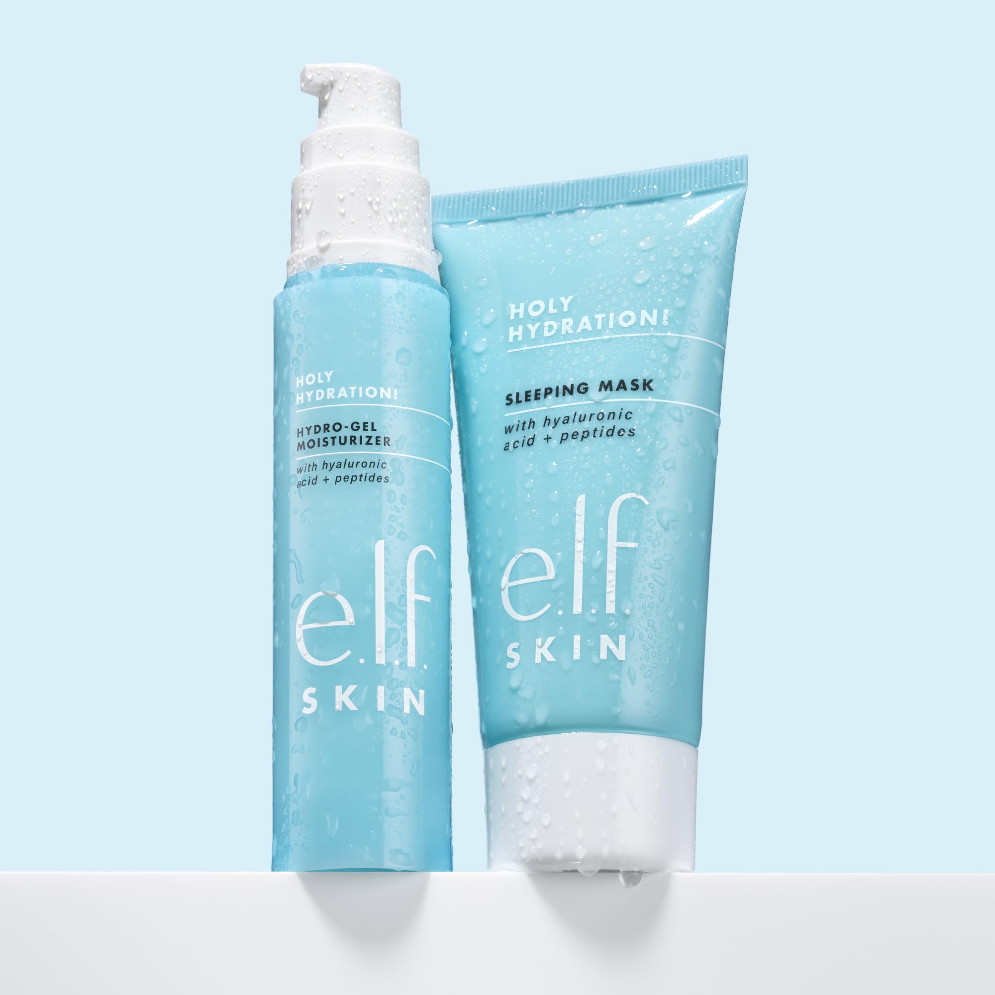 e.l.f. Holy Hydration applied on model before sleep demonstrating overnight plumping benefits